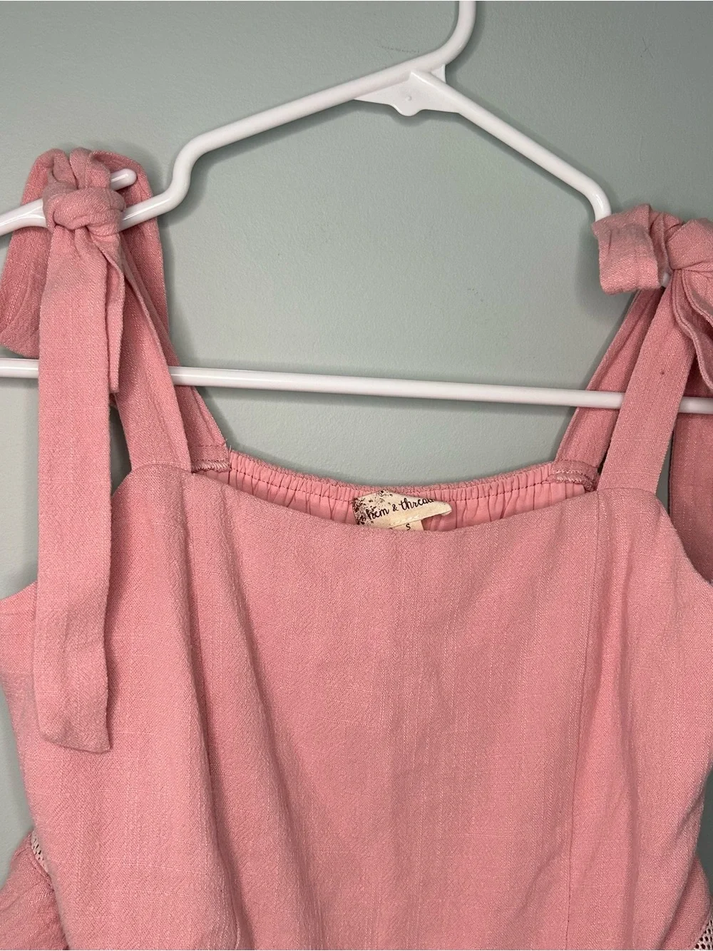 Hem & Thread Tiered Ruffle Tie Strap Layers Pink Small - Picture 3 of 10